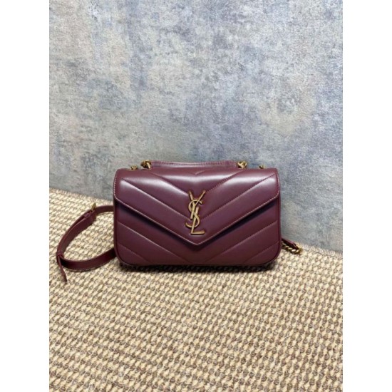 Replica Borsa piccola YSL Saint Laurent Loulou trapuntata Borgogna Imitazione Fake