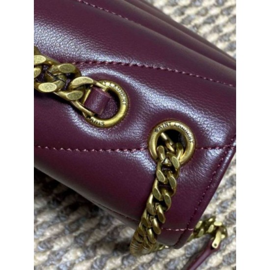 Replica Borsa piccola YSL Saint Laurent Loulou trapuntata Borgogna Imitazione Fake