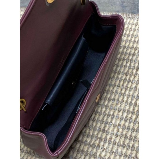 Replica Borsa piccola YSL Saint Laurent Loulou trapuntata Borgogna Imitazione Fake