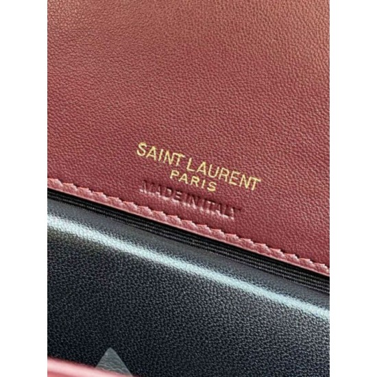 Replica Borsa piccola YSL Saint Laurent Loulou trapuntata Borgogna Imitazione Fake