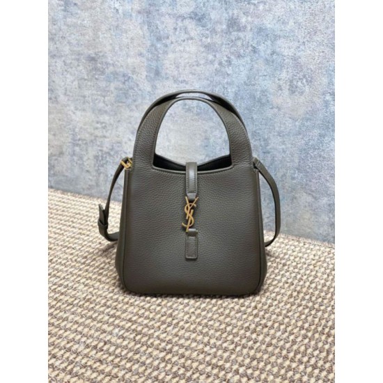 Replica Borsa tote YSL Saint Laurent Le 5 à 7 Bea Baby Verde Scuro Imitazione Fake