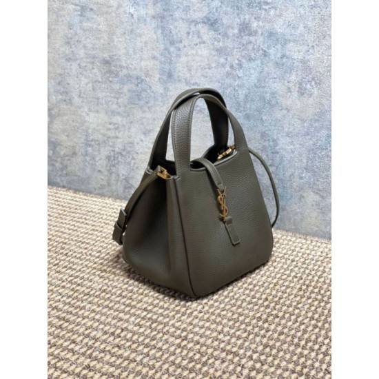 Replica Borsa tote YSL Saint Laurent Le 5 à 7 Bea Baby Verde Scuro Imitazione Fake