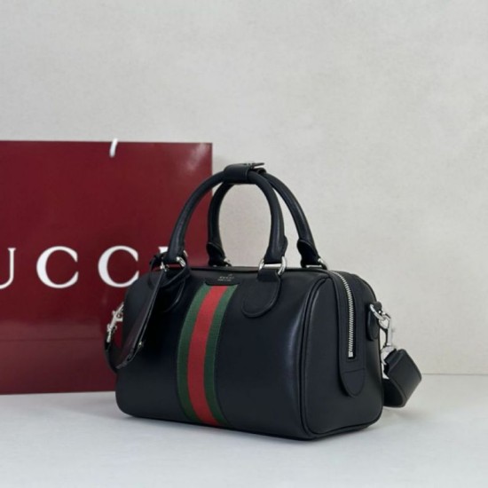 Replica Borsa da viaggio piccola Gucci Web Trademark 866980 nera Imitazione Fake