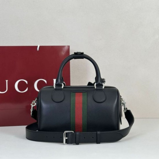 Replica Borsa da viaggio piccola Gucci Web Trademark 866980 nera Imitazione Fake