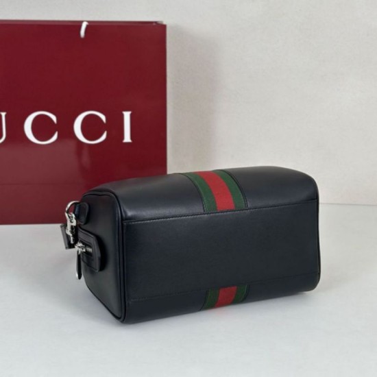 Replica Borsa da viaggio piccola Gucci Web Trademark 866980 nera Imitazione Fake
