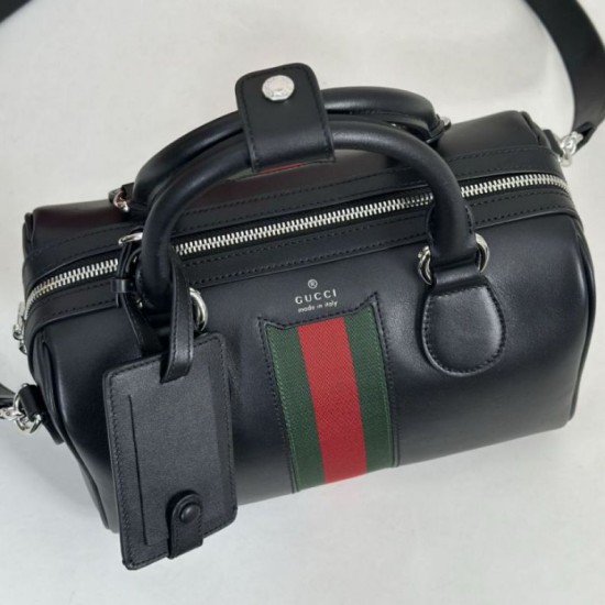 Replica Borsa da viaggio piccola Gucci Web Trademark 866980 nera Imitazione Fake