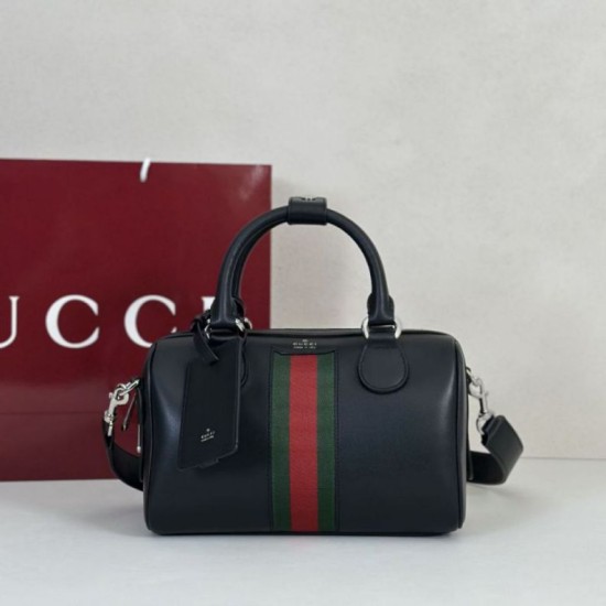 Replica Borsa da viaggio piccola Gucci Web Trademark 866980 nera Imitazione Fake