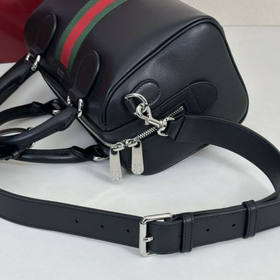 Replica Borsa da viaggio piccola Gucci Web Trademark 866980 nera Imitazione Fake