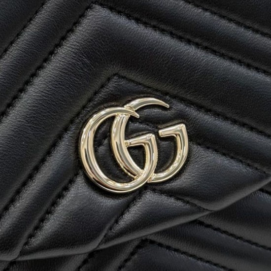 Replica Zaino Gucci Mini GG Marmont matelassé a chevron Nero Imitazione Fake
