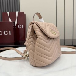 Replica Zaino Gucci Mini GG Marmont matelassé a chevron Rosa Imitazione Fake