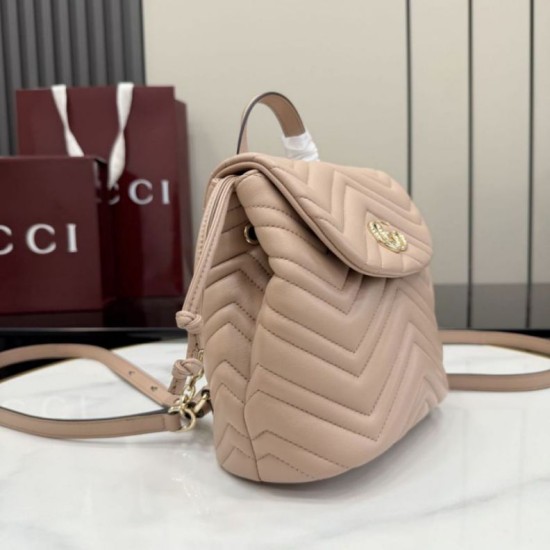 Replica Zaino Gucci Mini GG Marmont matelassé a chevron Rosa Imitazione Fake