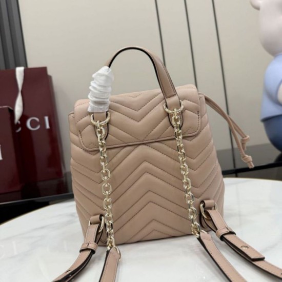 Replica Zaino Gucci Mini GG Marmont matelassé a chevron Rosa Imitazione Fake