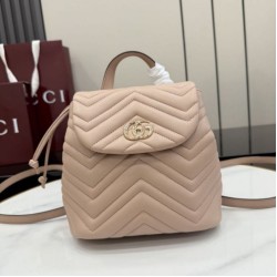Replica Zaino Gucci Mini GG Marmont matelassé a chevron Rosa Imitazione Fake
