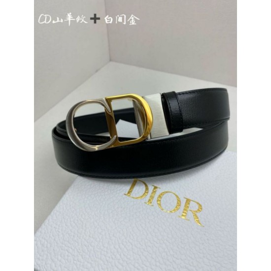 Replica Cintura reversibile Dior 30 Montaigne con fibbia a CD con logo 35MM Nero Imitazione Fake