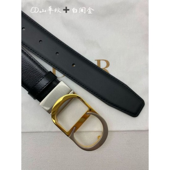 Replica Cintura reversibile Dior 30 Montaigne con fibbia a CD con logo 35MM Nero Imitazione Fake