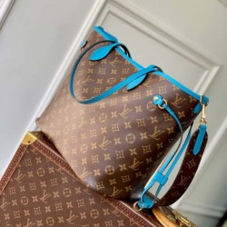 Replica Borsa a tracolla LV Monogram Inside Out Neverfull MM M13753 Blu Imitazione Fake