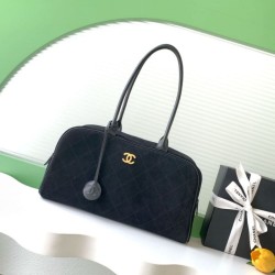 Replica di alta qualità Borsa Chanel 26S Maxi Bowling AS6211 scamosciata di vitello blu scuro Imitazione