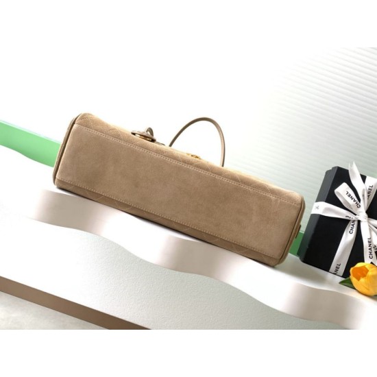 Replica di alta qualità Borsa Chanel 26S Maxi Bowling AS6211 scamosciata di vitello beige scuro Imitazione