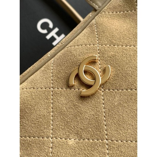 Replica di alta qualità Borsa Chanel 26S Maxi Bowling AS6211 scamosciata di vitello beige scuro Imitazione