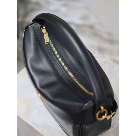 Replica di alta qualità Borsa a mano morbida YSL Saint Laurent Camera nera Imitazione