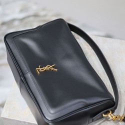 Replica di alta qualità Borsa a mano morbida YSL Saint Laurent Camera nera Imitazione