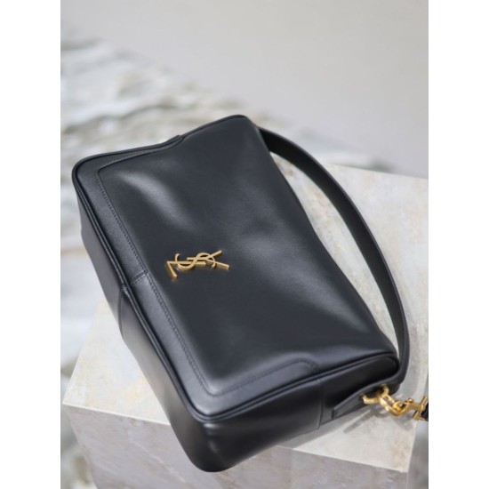 Replica di alta qualità Borsa a mano morbida YSL Saint Laurent Camera nera Imitazione