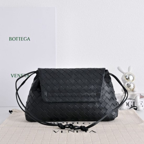 Replica di alta qualità Borsa a tracolla Bottega Veneta Giorno Intrecciato nera Imitazione