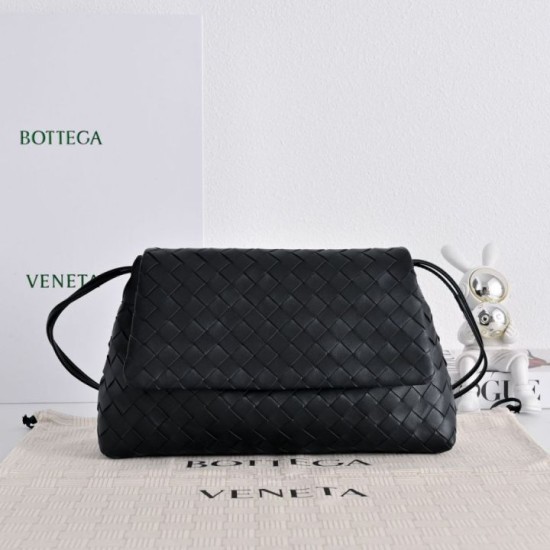 Replica di alta qualità Borsa a tracolla Bottega Veneta Giorno Intrecciato nera Imitazione