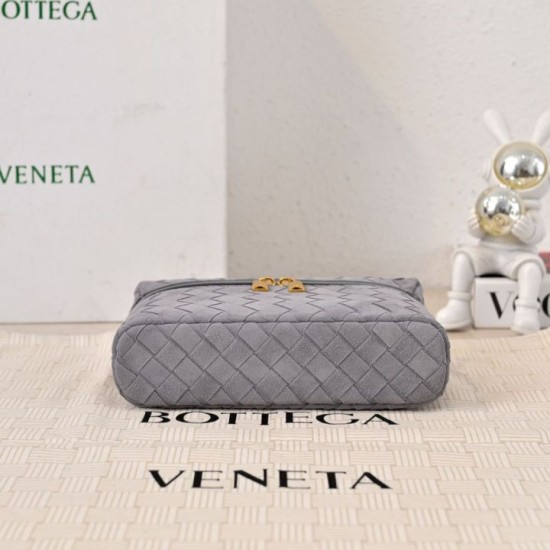 Replica di alta qualità Borse Beauty case Bottega Veneta trucco scamosciata Grigio Imitazione
