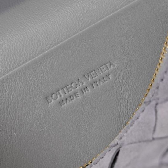 Replica di alta qualità Borse Beauty case Bottega Veneta trucco scamosciata Grigio Imitazione