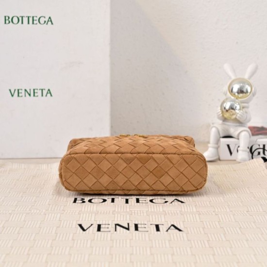 Replica di alta qualità Borse Beauty case Bottega Veneta trucco scamosciata Marrone Imitazione