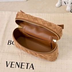 Replica di alta qualità Borse Beauty case Bottega Veneta trucco scamosciata Marrone Imitazione