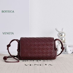 Replica di alta qualità Borsa a tracolla Notturno Intrecciato Bottega Veneta Borgogna Imitazione