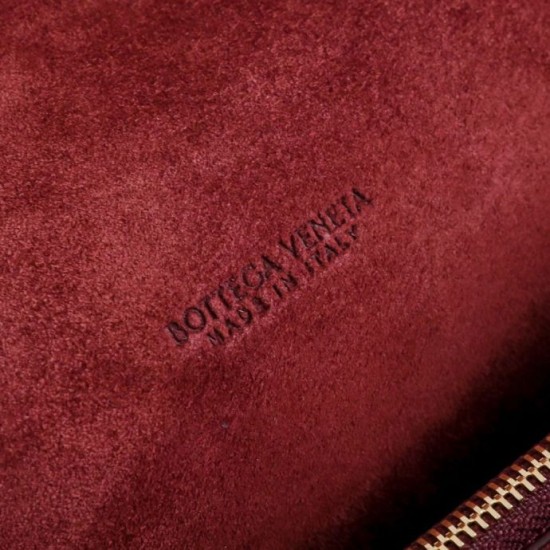 Replica di alta qualità Borsa a tracolla Notturno Intrecciato Bottega Veneta Borgogna Imitazione