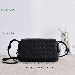 Replica di alta qualità Borsa a tracolla Notturno Intrecciato Bottega Veneta Nero Imitazione