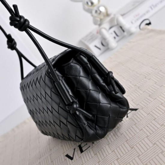Replica di alta qualità Borsa a tracolla Notturno Intrecciato Bottega Veneta Nero Imitazione