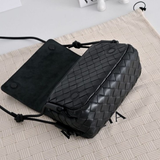 Replica di alta qualità Borsa a tracolla Notturno Intrecciato Bottega Veneta Nero Imitazione