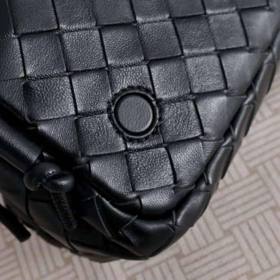 Replica di alta qualità Borsa a tracolla Notturno Intrecciato Bottega Veneta Nero Imitazione