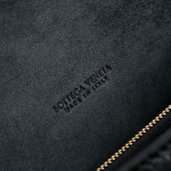 Replica di alta qualità Borsa a tracolla Notturno Intrecciato Bottega Veneta Nero Imitazione