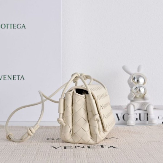 Replica di alta qualità Borsa a tracolla Notturno Intrecciato Bottega Veneta Bianco Imitazione