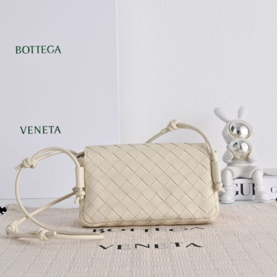 Replica di alta qualità Borsa a tracolla Notturno Intrecciato Bottega Veneta Bianco Imitazione