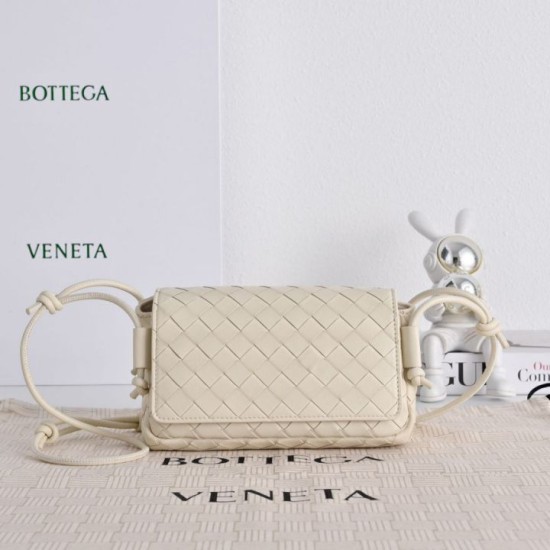 Replica di alta qualità Borsa a tracolla Notturno Intrecciato Bottega Veneta Bianco Imitazione