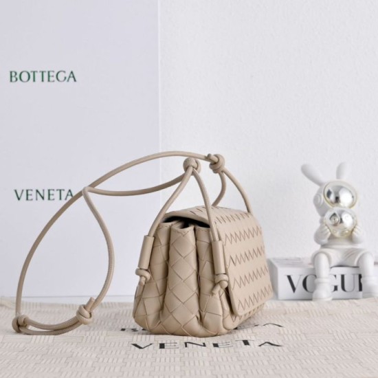 Replica di alta qualità Borsa a tracolla Notturno Intrecciato Bottega Veneta Beige Imitazione