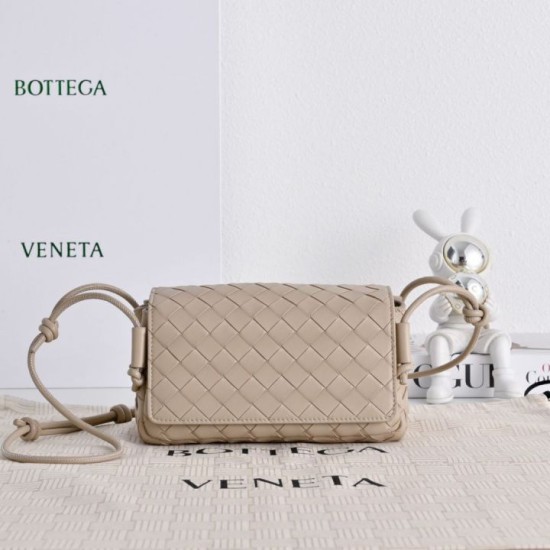 Replica di alta qualità Borsa a tracolla Notturno Intrecciato Bottega Veneta Beige Imitazione