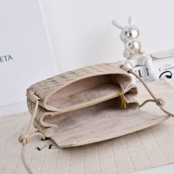 Replica di alta qualità Borsa a tracolla Notturno Intrecciato Bottega Veneta Beige Imitazione