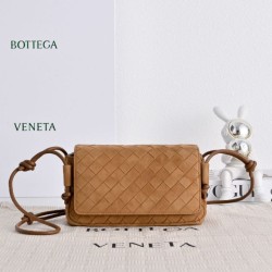 Replica di alta qualità Borsa a tracolla Notturno Intrecciato Bottega Veneta Marrone scamosciato Imitazione