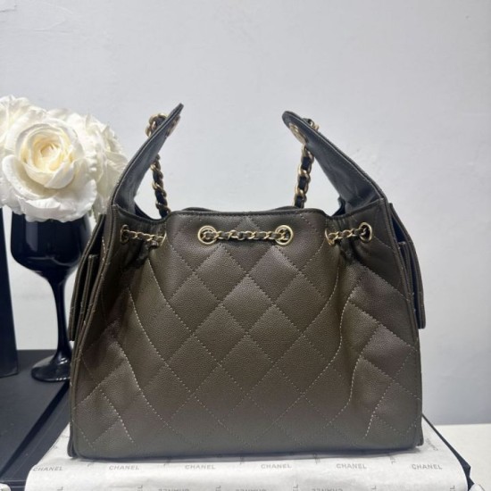 Replica di alta qualità Borsa a tracolla Chanel AS5293 con coulisse Verde Imitazione