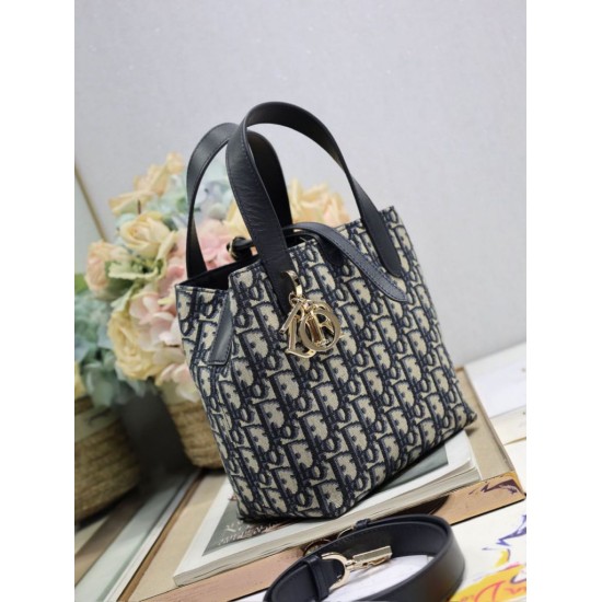 Replica di alta qualità Borsa Dior Denim Jacquard Oblique piccolo Toujours Blu Imitazione