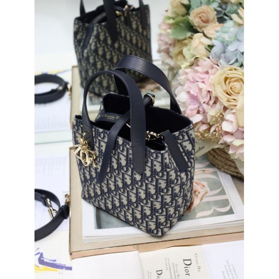 Replica di alta qualità Borsa Dior Denim Jacquard Oblique piccolo Toujours Blu Imitazione