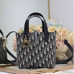 Replica di alta qualità Borsa Dior Denim Jacquard Oblique piccolo Toujours Blu Imitazione